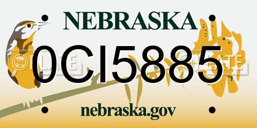 0CI5885 Nebraska License Plate