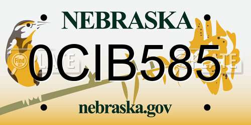 0CIB585 Nebraska License Plate