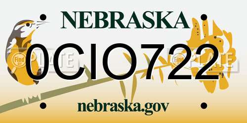 0CIO722 Nebraska License Plate