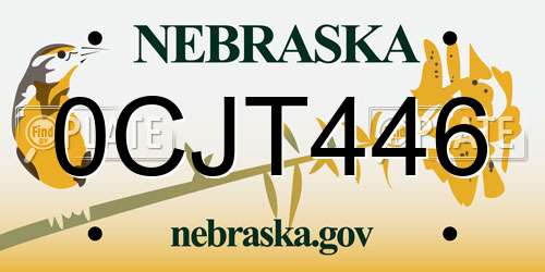 0CJT446 Nebraska License Plate