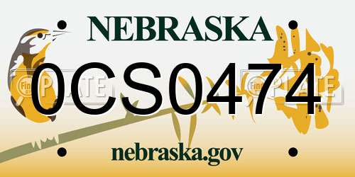 0CS0474 Nebraska License Plate