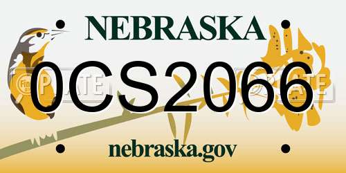 0CS2066 Nebraska License Plate
