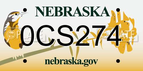 0CS274 Nebraska License Plate