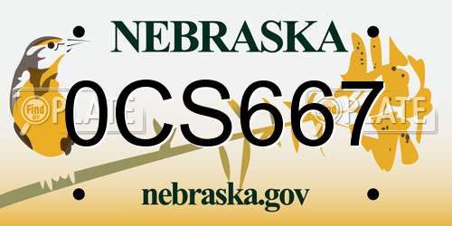 0CS667 Nebraska License Plate