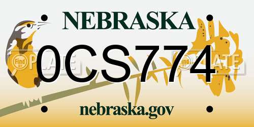 0CS774 Nebraska License Plate