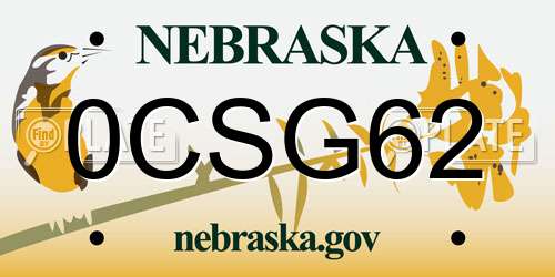 0CSG62 Nebraska License Plate