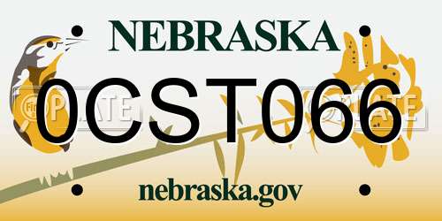 0CST066 Nebraska License Plate