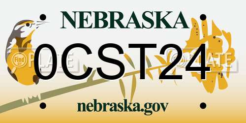 0CST24 Nebraska License Plate