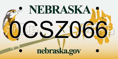 0CSZ066 Nebraska License Plate