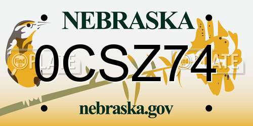 0CSZ74 Nebraska License Plate