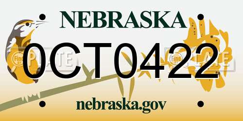 0CT0422 Nebraska License Plate