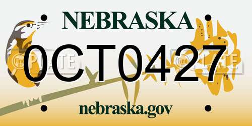 0CT0427 Nebraska License Plate