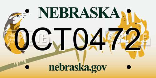 0CT0472 Nebraska License Plate