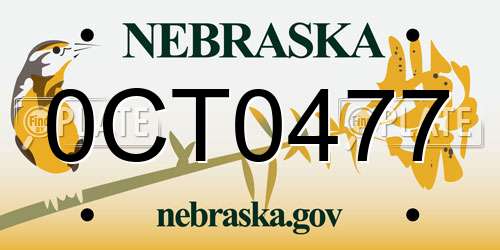 0CT0477 Nebraska License Plate