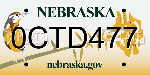 0CTD477 Nebraska License Plate