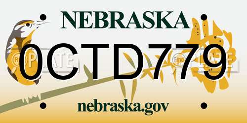 0CTD779 Nebraska License Plate