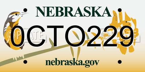 0CTO229 Nebraska License Plate