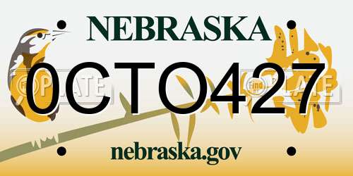 0CTO427 Nebraska License Plate