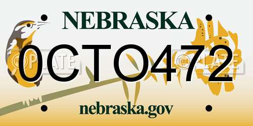 0CTO472 Nebraska License Plate