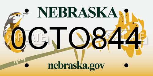 0CTO844 Nebraska License Plate