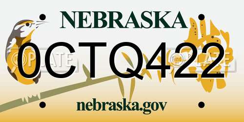 0CTQ422 Nebraska License Plate