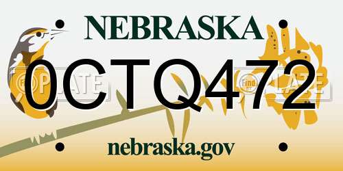 0CTQ472 Nebraska License Plate