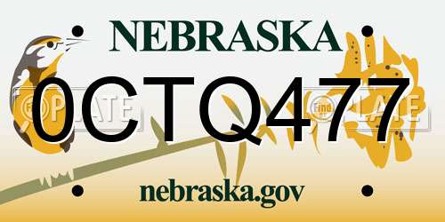 0CTQ477 Nebraska License Plate