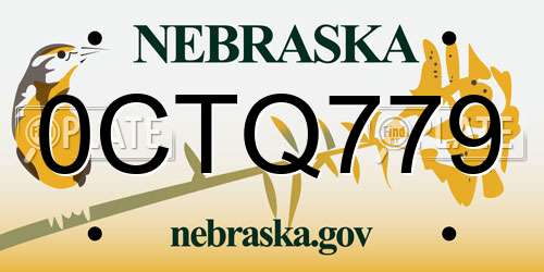 0CTQ779 Nebraska License Plate