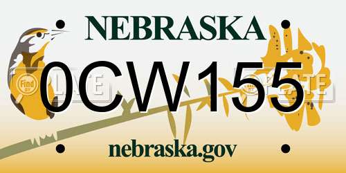 0CW155 Nebraska License Plate