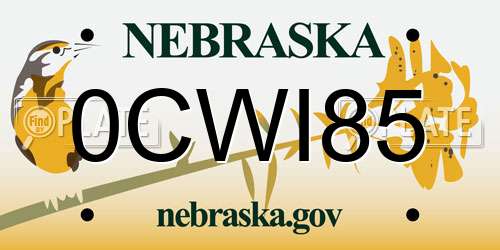 0CWI85 Nebraska License Plate