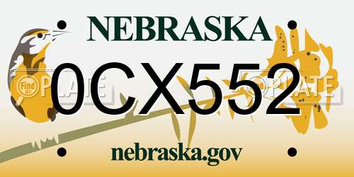 0CX552 Nebraska License Plate
