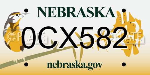 0CX582 Nebraska License Plate
