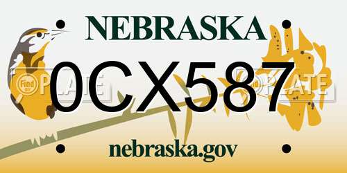 0CX587 Nebraska License Plate