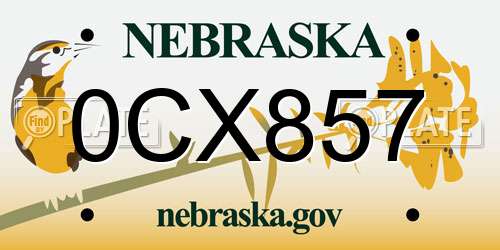 0CX857 Nebraska License Plate