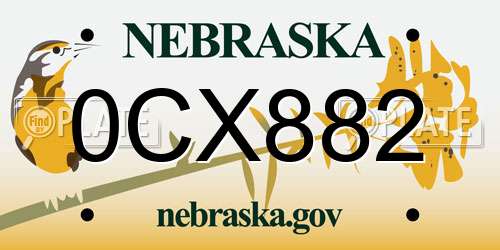 0CX882 Nebraska License Plate