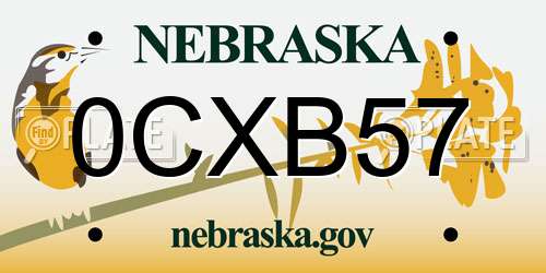 0CXB57 Nebraska License Plate