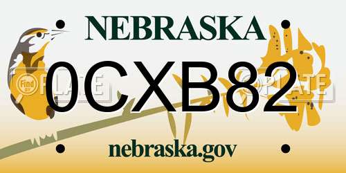 0CXB82 Nebraska License Plate