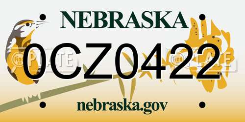 0CZ0422 Nebraska License Plate