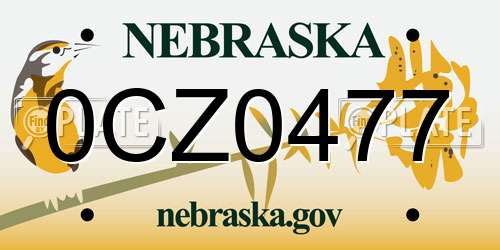 0CZ0477 Nebraska License Plate
