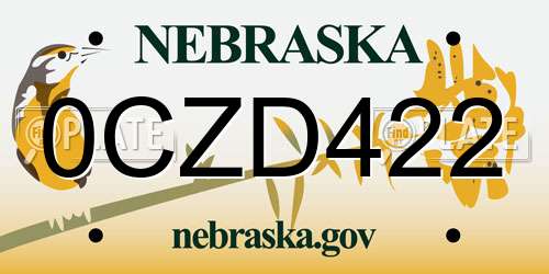 0CZD422 Nebraska License Plate