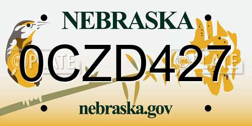 0CZD427 Nebraska License Plate