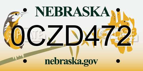 0CZD472 Nebraska License Plate
