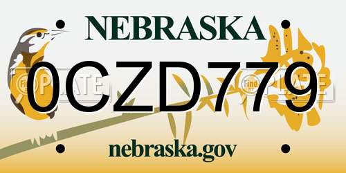 0CZD779 Nebraska License Plate