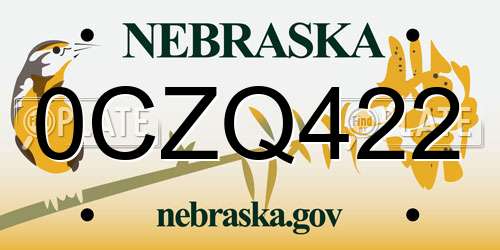 0CZQ422 Nebraska License Plate