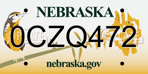 0CZQ472 Nebraska License Plate