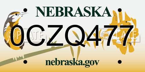 0CZQ477 Nebraska License Plate