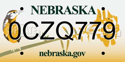 0CZQ779 Nebraska License Plate