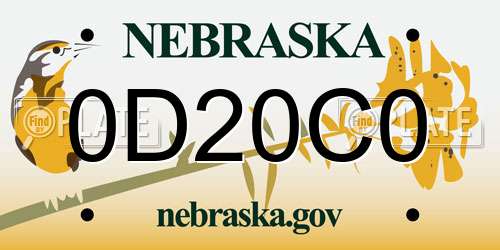 0D20C0 Nebraska License Plate