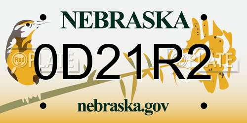 0D21R2 Nebraska License Plate
