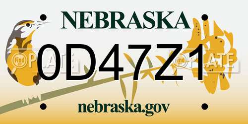 0D47Z1 Nebraska License Plate